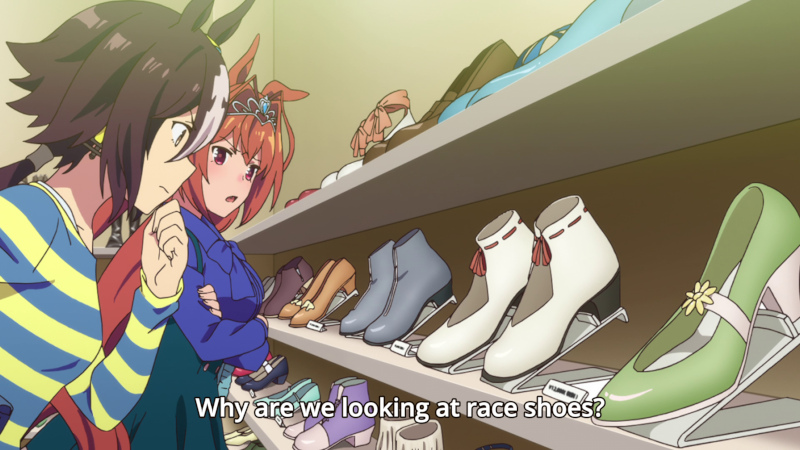 [Horse girls shopping for race shoes]
